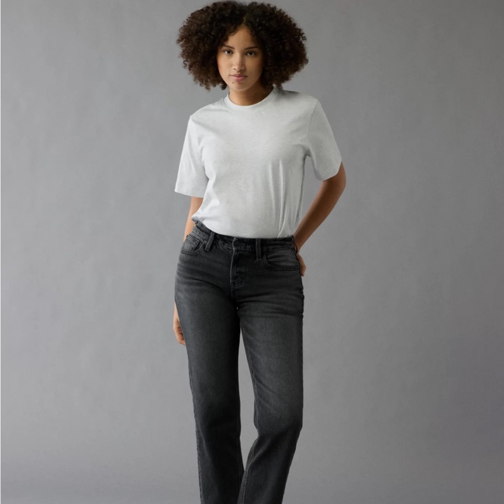 American Eagle Outfitters Black Curvy Straight Leg Jeans